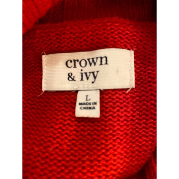 Crown & Ivy Sweater Dress Size Large Red Green Navy Fair Isle Look 60 % Cotton - Picture 8 of 12